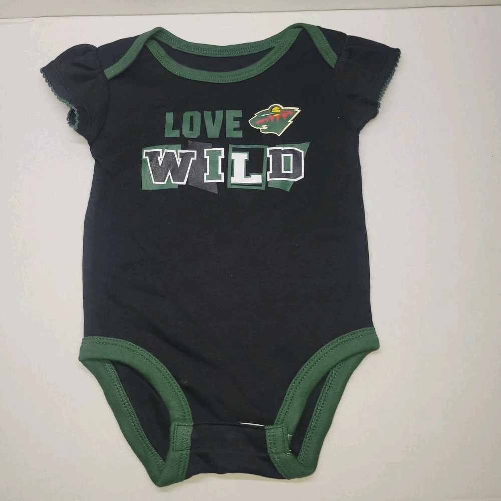 Minnesota Wild Infant Baby Girls Bodysuit 3 Piece Set 3/6M 12-16lbs NHL Official - Picture 3 of 7